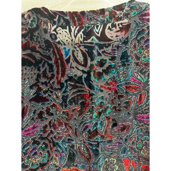 Chico’s Velvet Burnout Floral V-Neck Blouse Sheer Boho Fall Top Size 2 Large - Picture 11 of 11